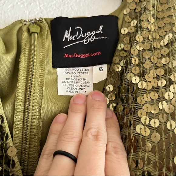 Mac Duggal Sequined Butterfly Sleeve Wrap Over A Line Gown 10773 Size 6 NWT - Picture 7 of 9